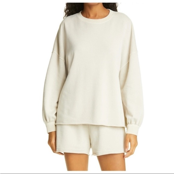Rails Reeves drop sleeve cuffed oversized rolled hem Sweatshirt S Cream Pumice - Picture 16 of 16